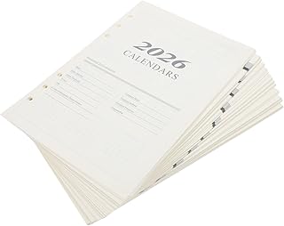 BESTonZON Recharges pour Agenda 2026 A5 à 6 Trous Feuilles Mobiles Mensuelles et Quotidiennes en Papier Lisse Recharge de Papier d