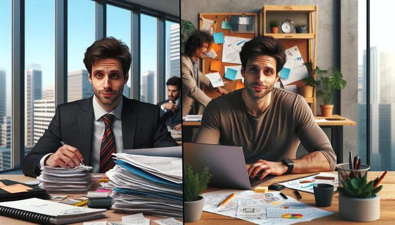 Comment passer de salarié à entrepreneur en 12 mois - AI generated illustration