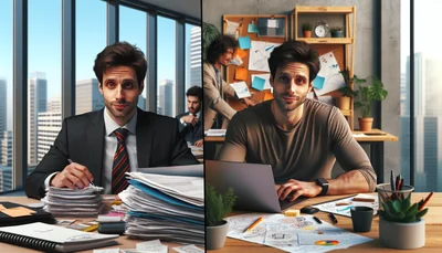 Comment passer de salarié à entrepreneur en 12 mois - AI generated illustration